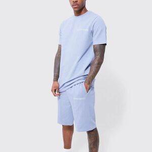 BoohooMAN Slim Fit Pique T-Shirt & Short Set Dusty Blue XL NWT‎ IN PACKAGING